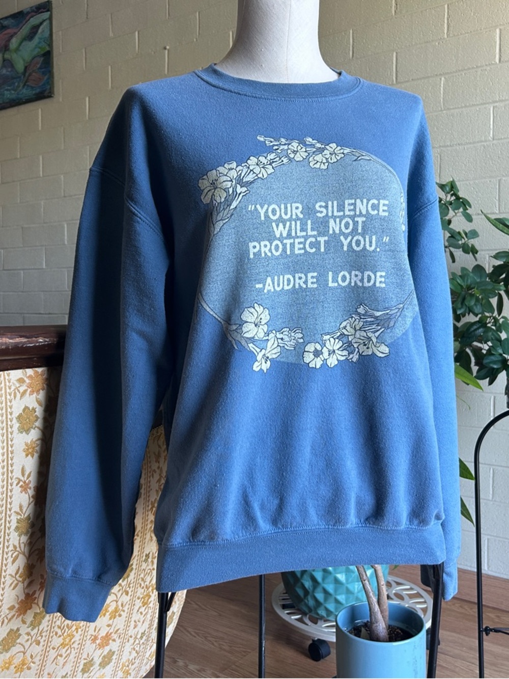 Audre Lorde “Your Silence Will Not Protect You” Light Blue Sweatshirt